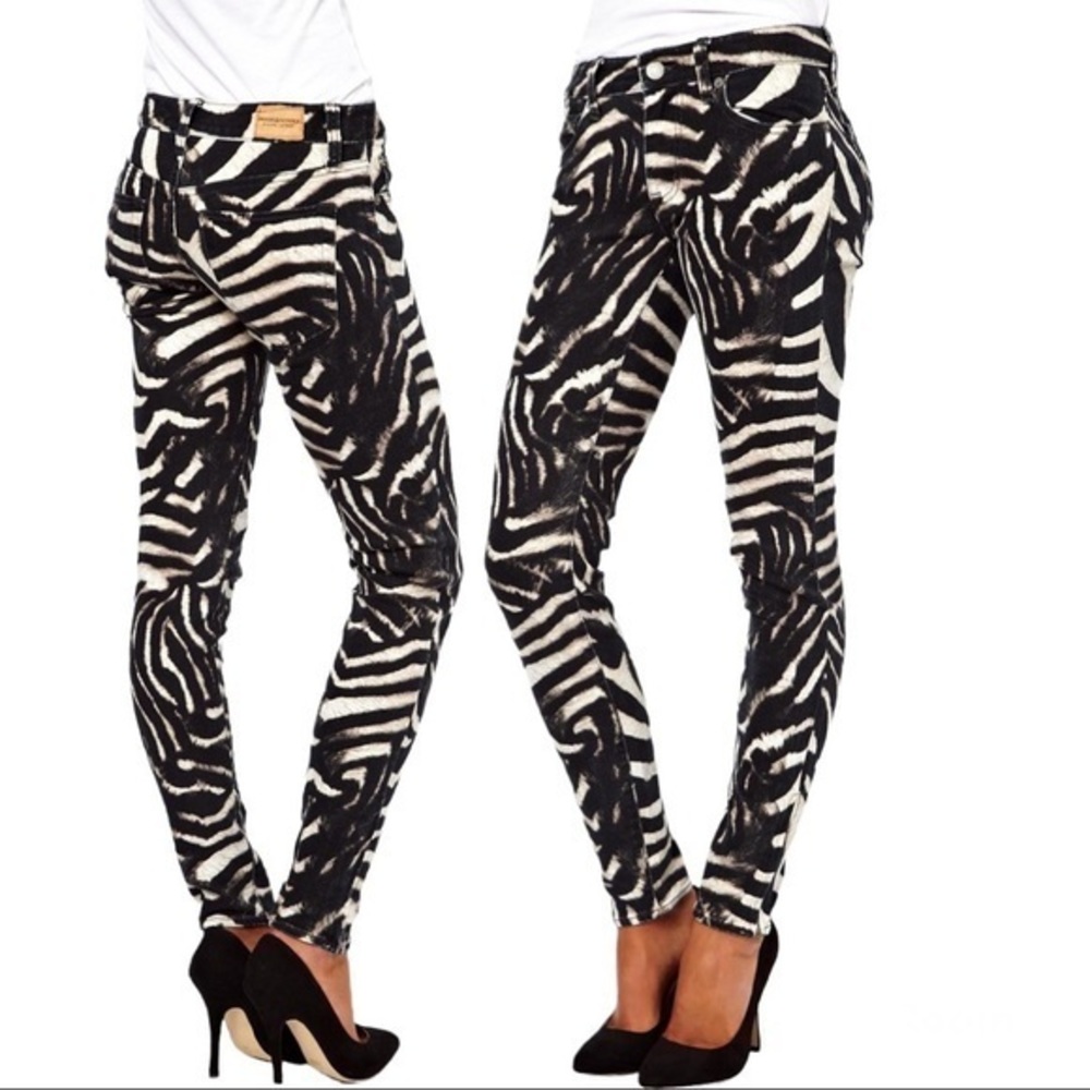 RALPH LAUREN DENIM & SUPPLY Side Zippers Zebra Skinny Jeans 28 - Picture 5 of 14